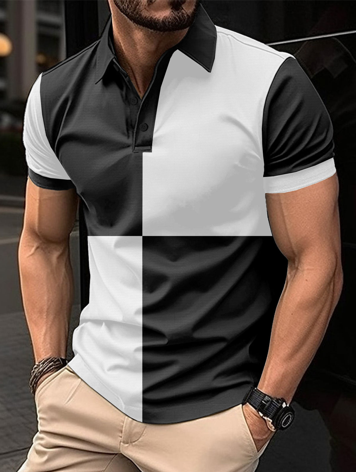 Men's Color Block Polo Shirt