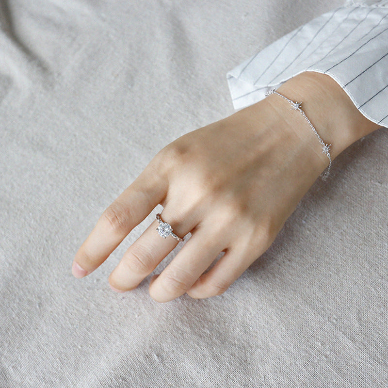 Women's Silver Zircon Ring