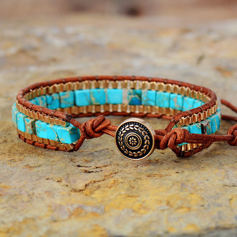 Imperial Stone Leather Bracelet