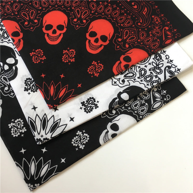 All-cotton Kerchief Skull Print Scarf