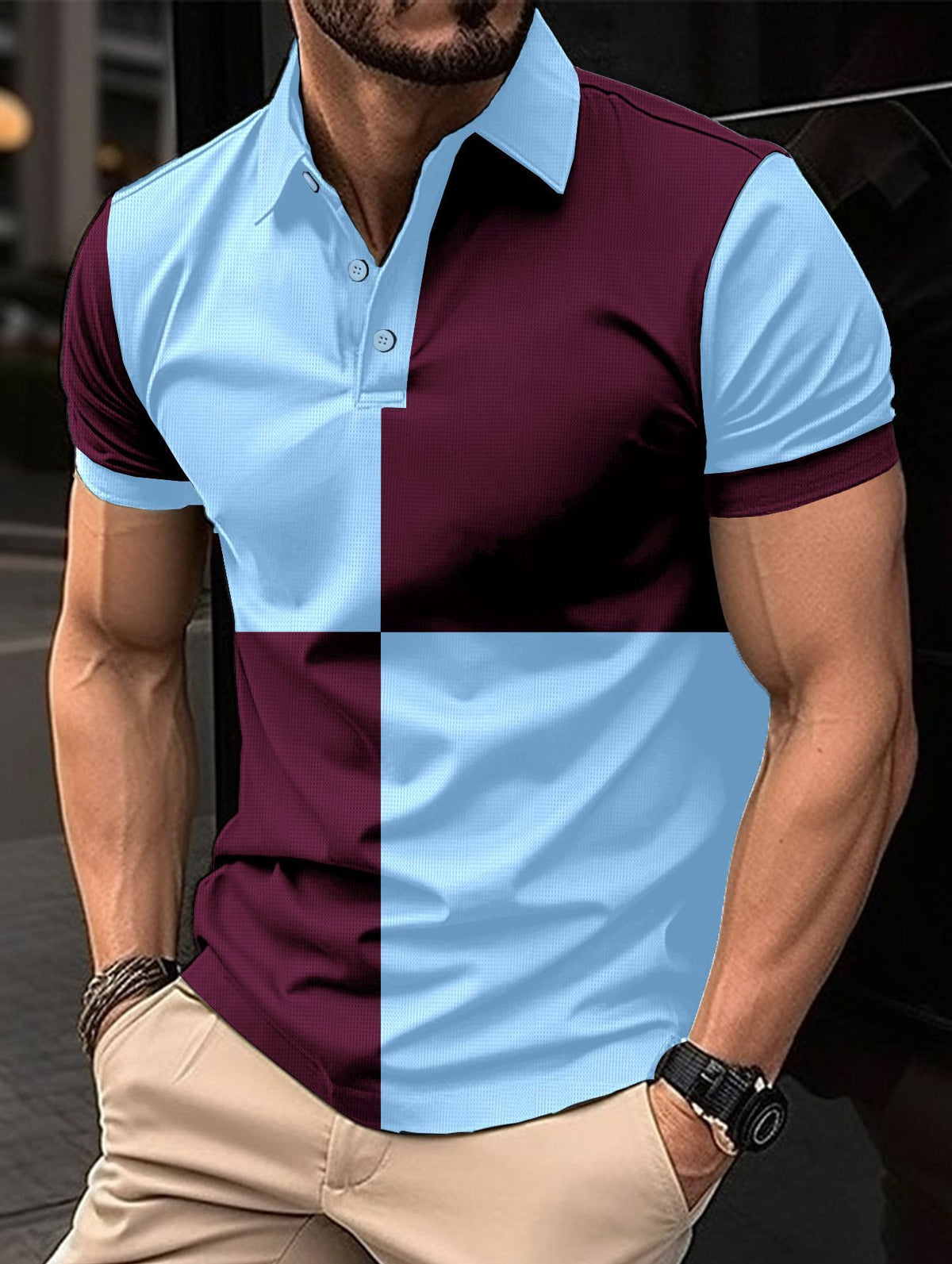 Men's Color Block Polo Shirt