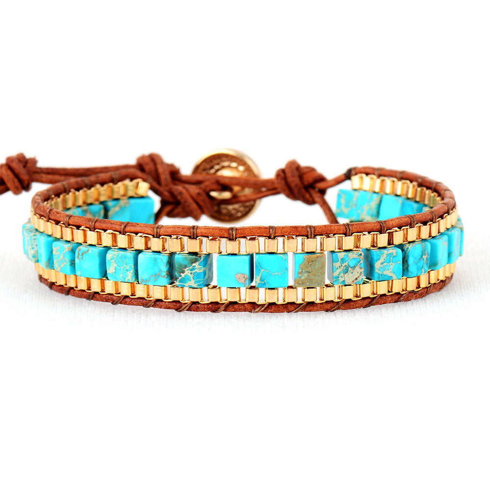 Imperial Stone Leather Bracelet