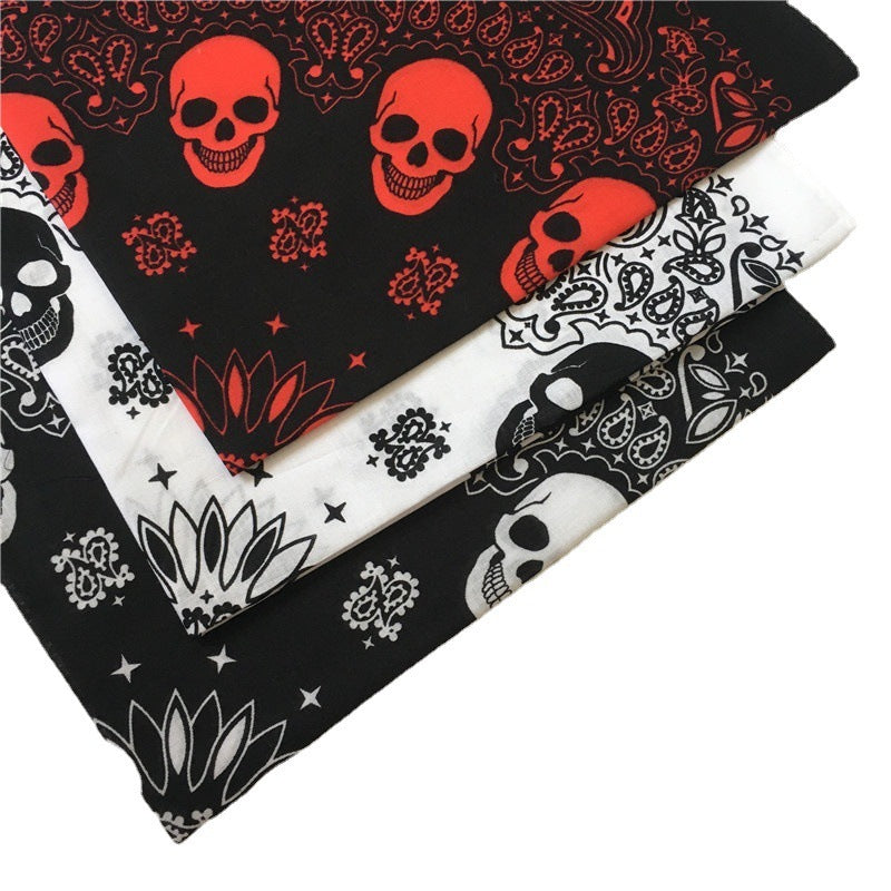 All-cotton Kerchief Skull Print Scarf