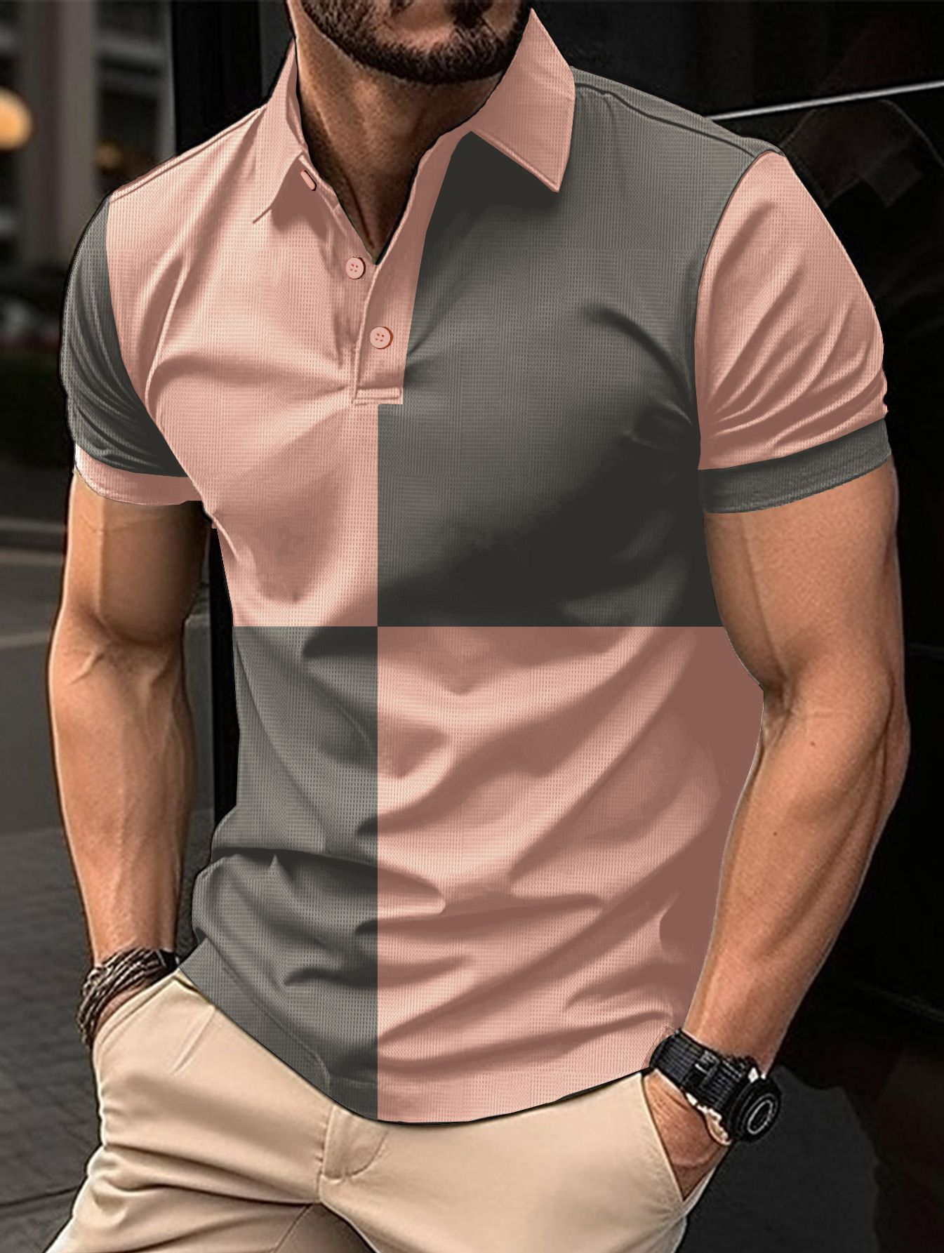 Men's Color Block Polo Shirt
