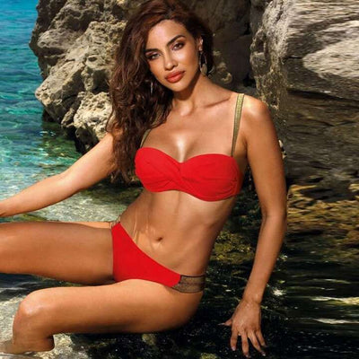 Mid-Waist Bandeau Bikini