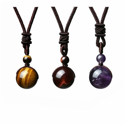 Natural Obsidian Amethyst Necklace