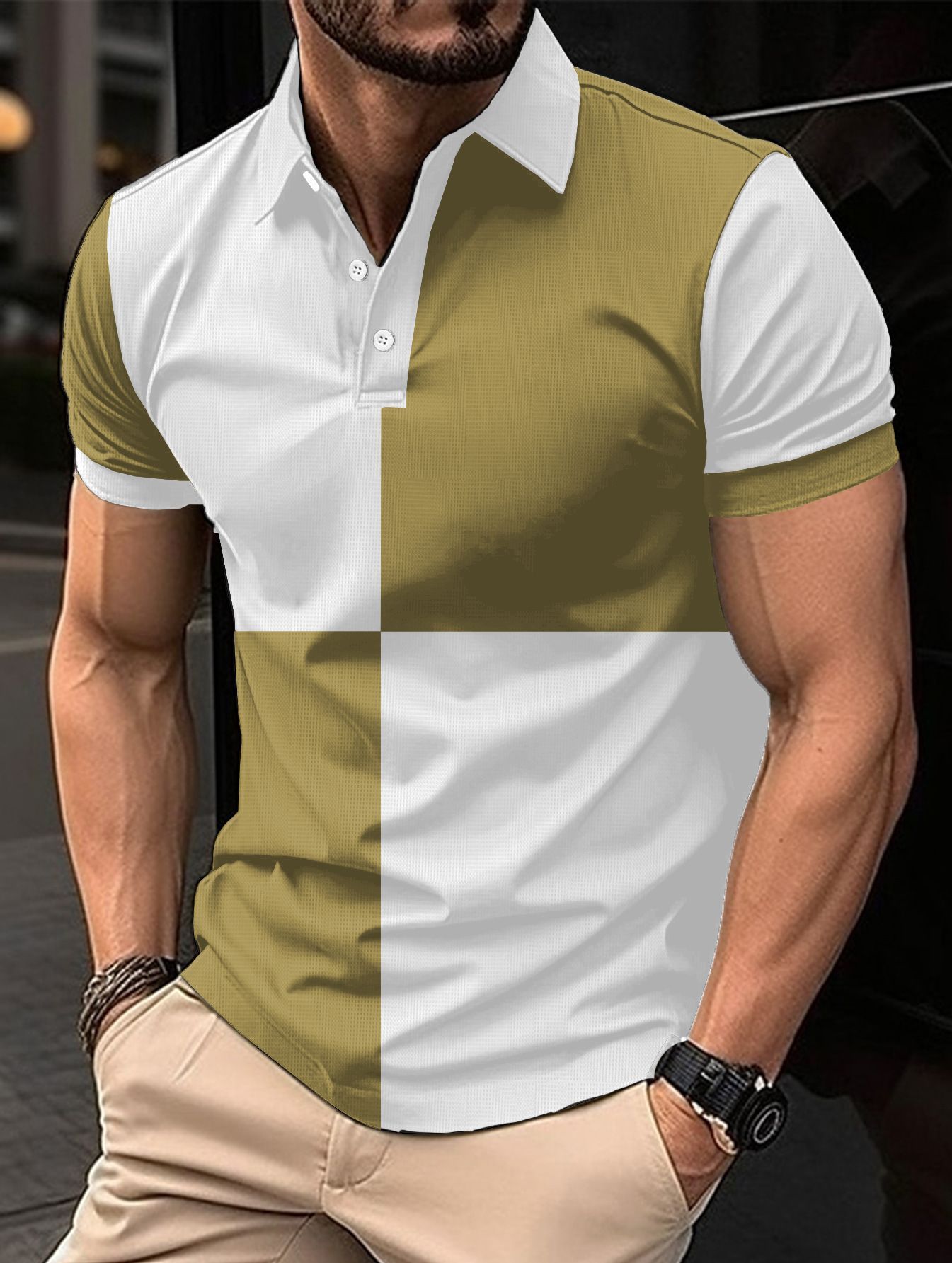 Men's Color Block Polo Shirt