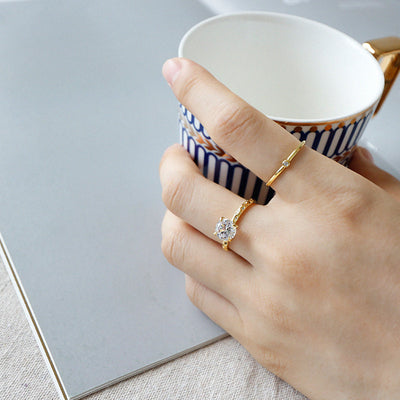 Women's Silver Zircon Ring