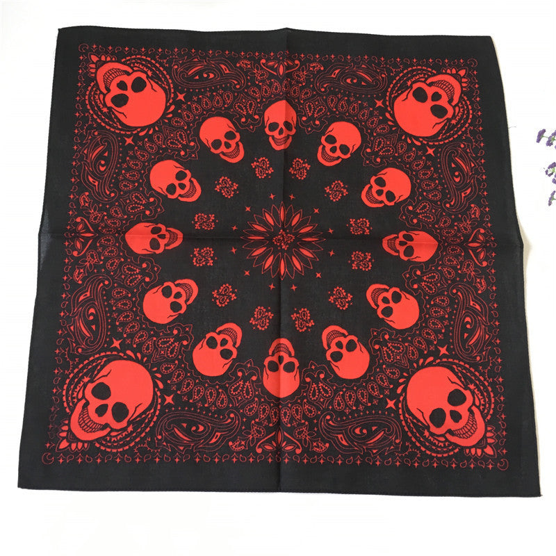 All-cotton Kerchief Skull Print Scarf