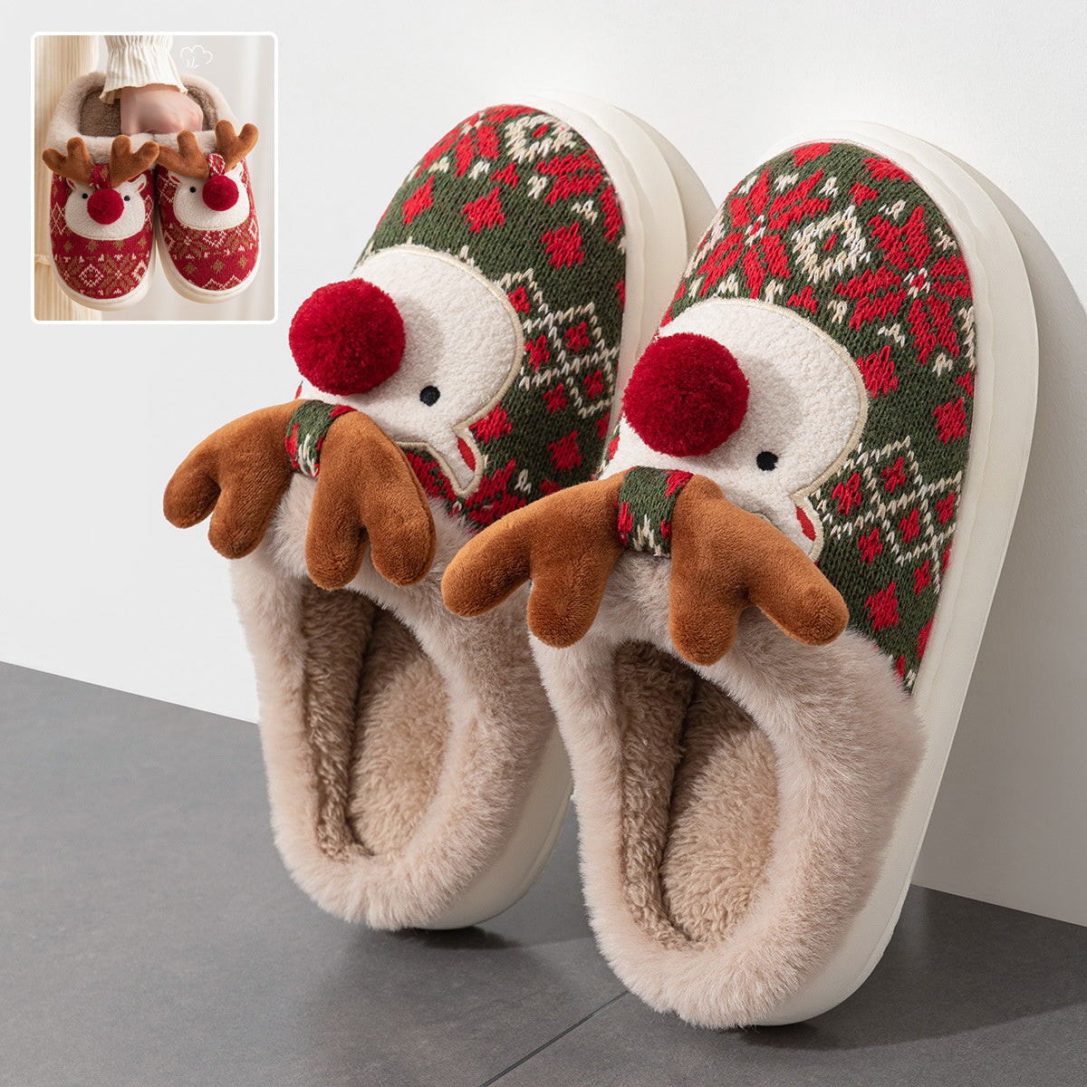 Women's Christmas Elk Slippers