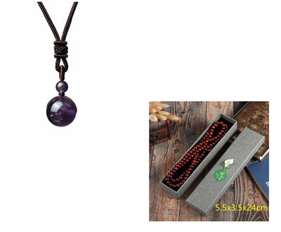 Natural Obsidian Amethyst Necklace