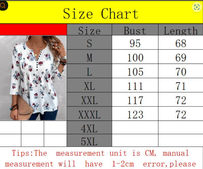 Women's Summer Printed V-Neck Top