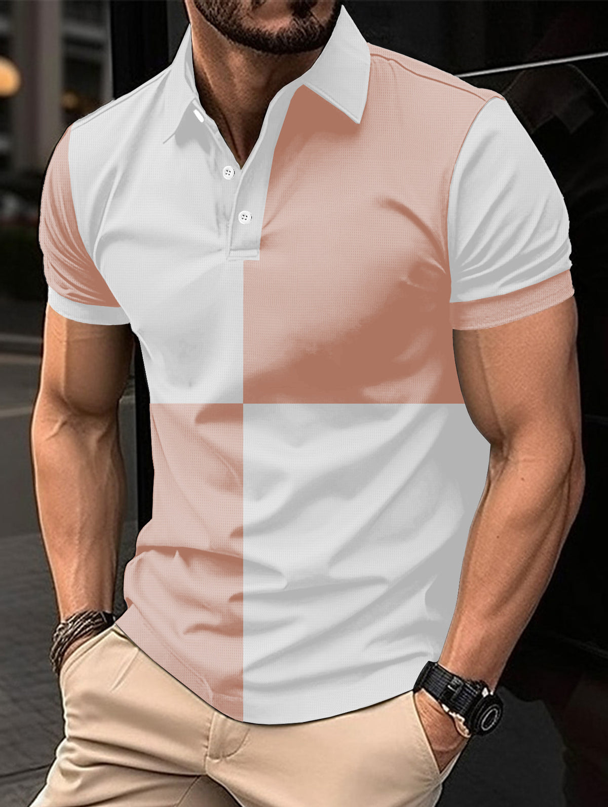 Men's Color Block Polo Shirt