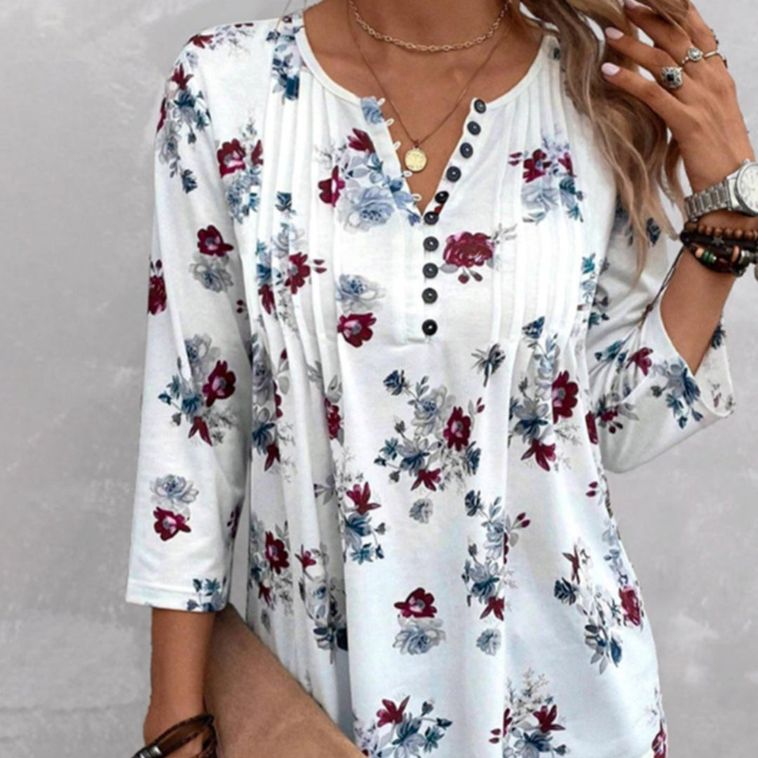Women's Summer Printed V-Neck Top
