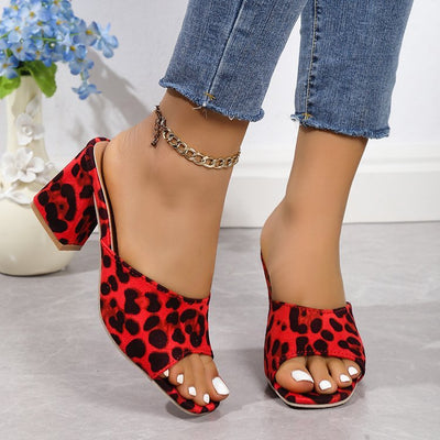Leopard Summer Heeled Sandals