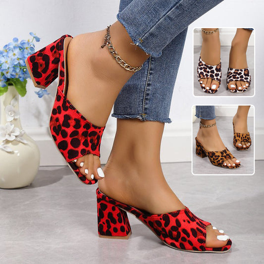 Leopard Summer Heeled Sandals