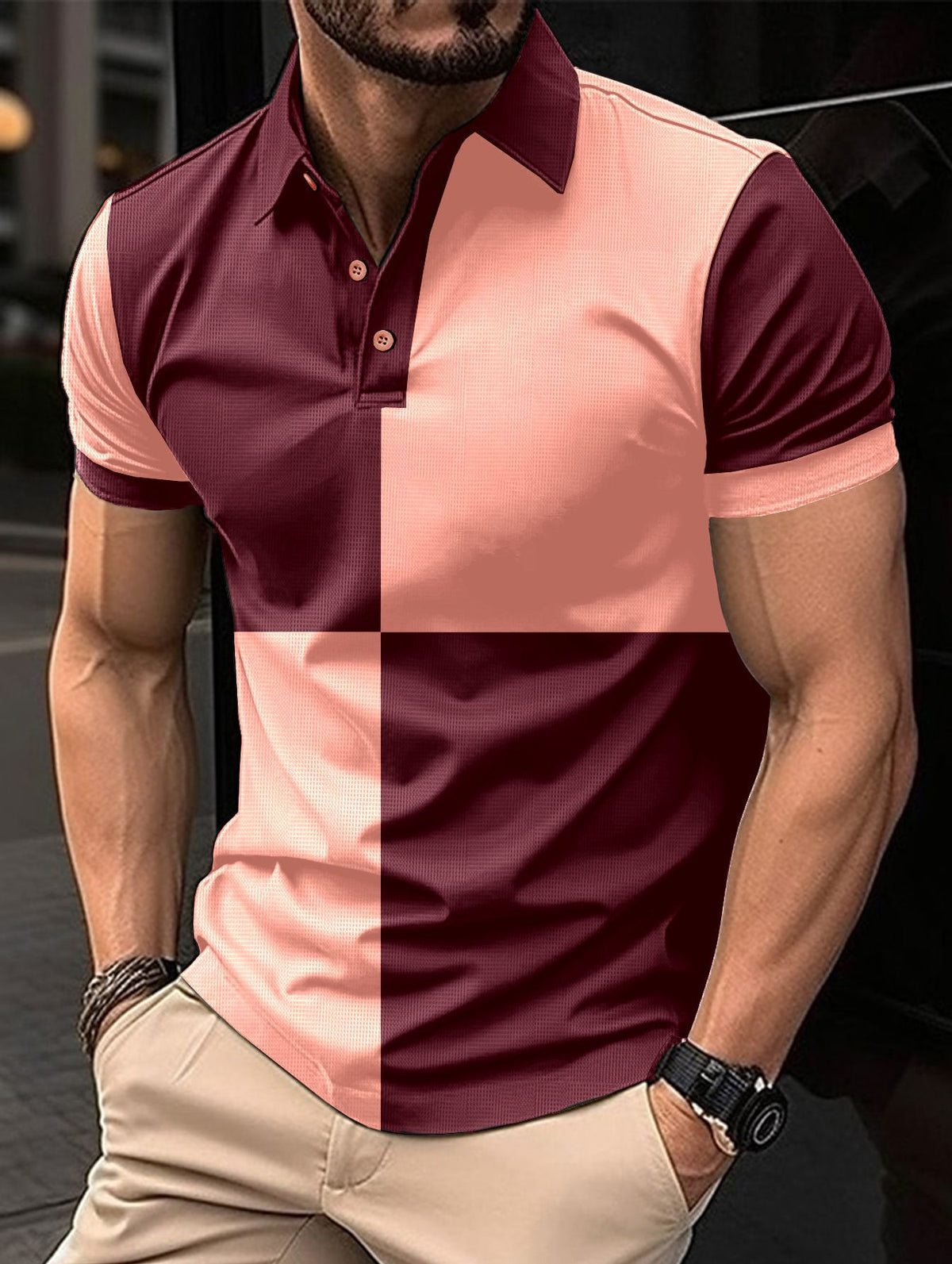 Men's Color Block Polo Shirt