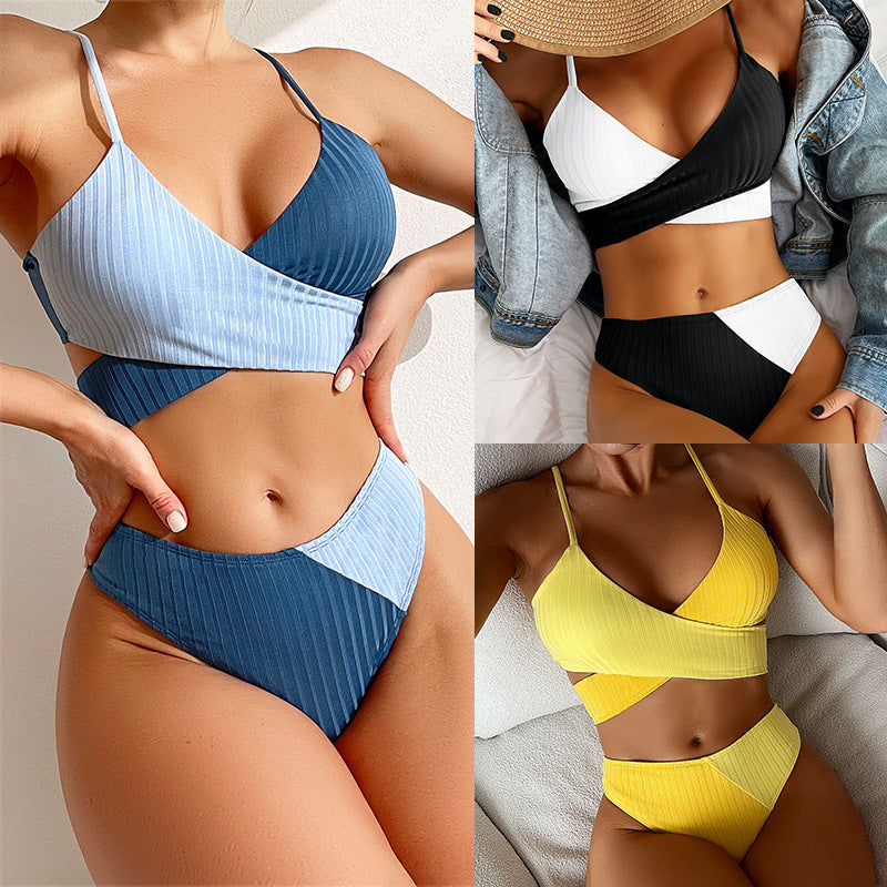 Patchwork Ribbed Bikini