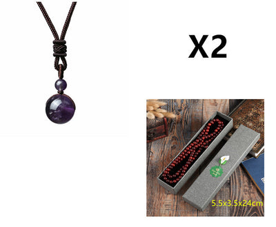 Natural Obsidian Amethyst Necklace