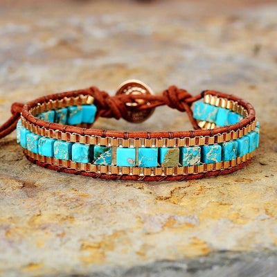 Imperial Stone Leather Bracelet