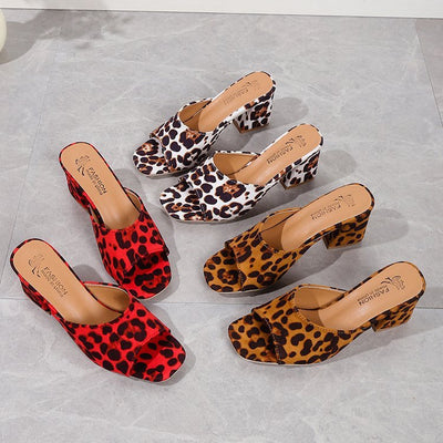 Leopard Summer Heeled Sandals