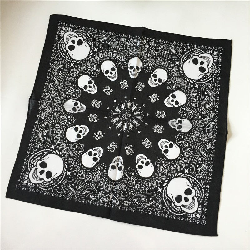 All-cotton Kerchief Skull Print Scarf