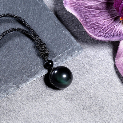 Natural Obsidian Amethyst Necklace