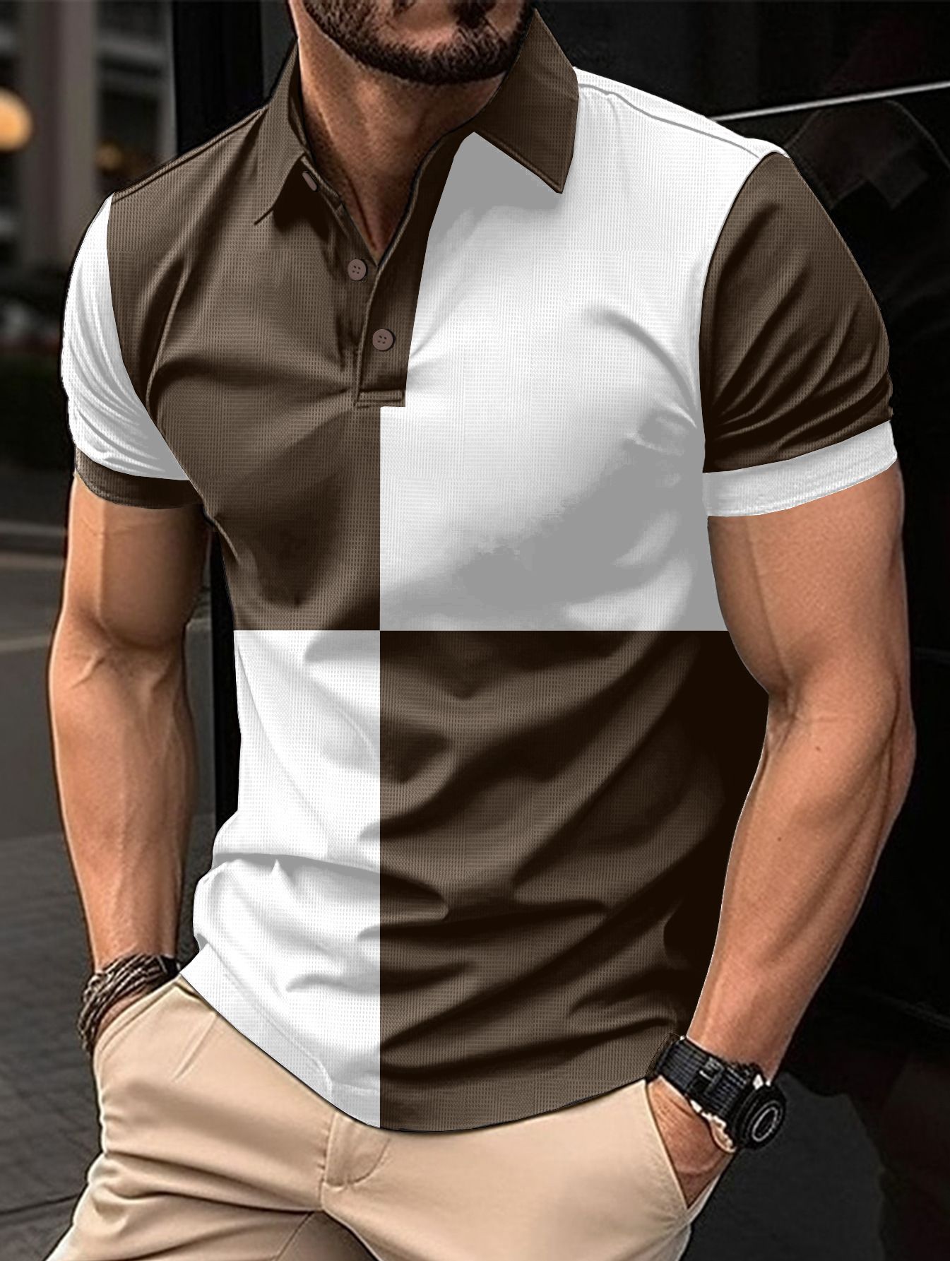 Men's Color Block Polo Shirt