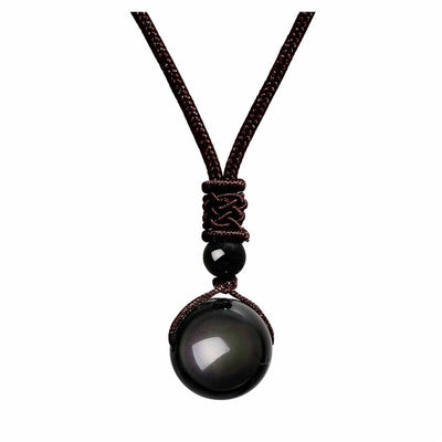 Natural Obsidian Amethyst Necklace
