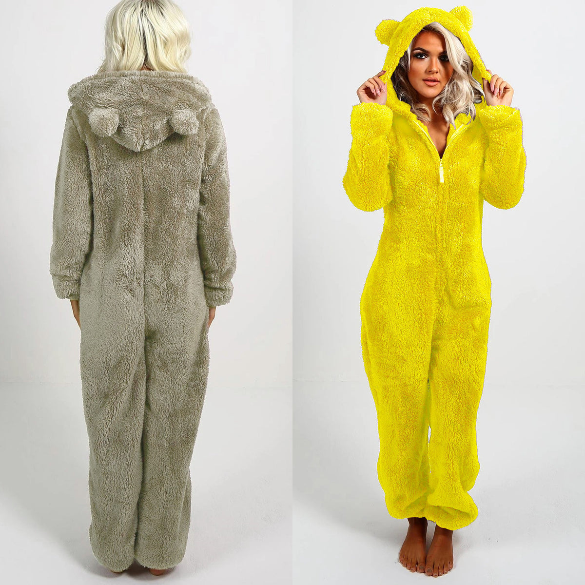 Thickened Wool Jumpsuit Hooded Casual Trousers