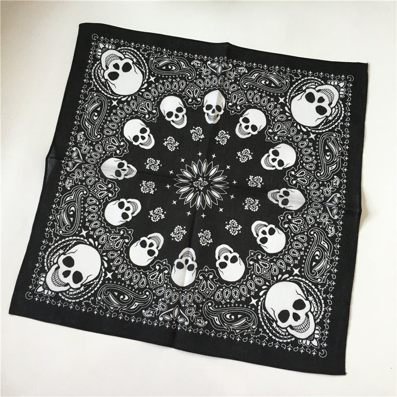 All-cotton Kerchief Skull Print Scarf