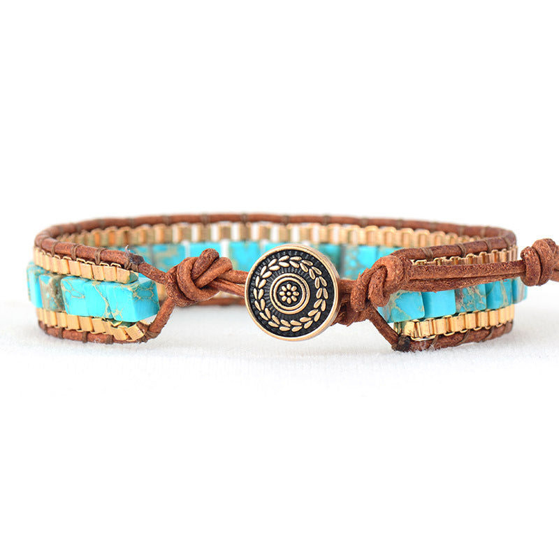 Imperial Stone Leather Bracelet