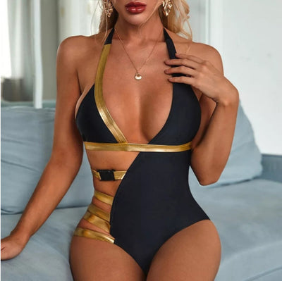 Stitching Bandage Swimsuit