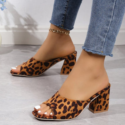Leopard Summer Heeled Sandals
